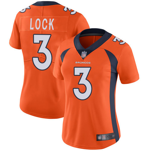 Denver Broncos Limited Women Orange Drew Lock Home Jersey 3 Vapor Untouchable NFL Football